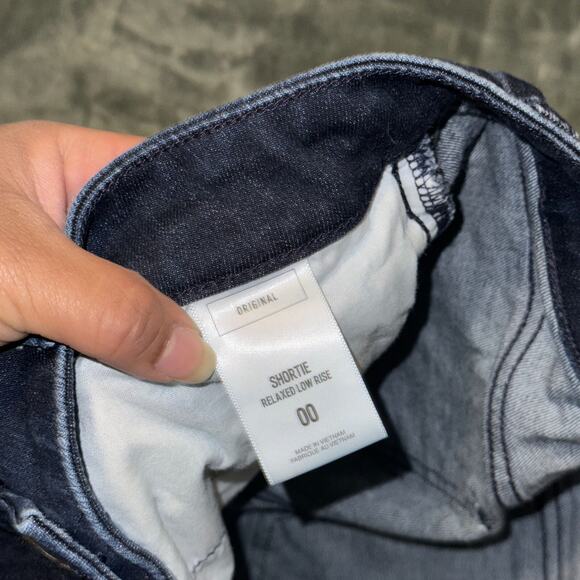 Y2K Express Shortie Relaxed Low Rise Denim Shorts Women's 00 Striped Pockets - Picture 5 of 7